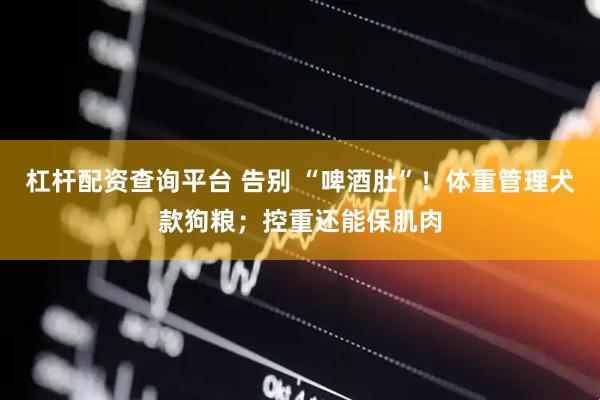 杠杆配资查询平台 告别 “啤酒肚”！体重管理犬款狗粮；控重还能保肌肉